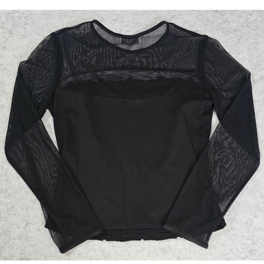 Flora Nikrooz Sheer Embroidered Top, Black, Formal-Casual, Sexy,  Womans Sz M - Picture 6 of 10